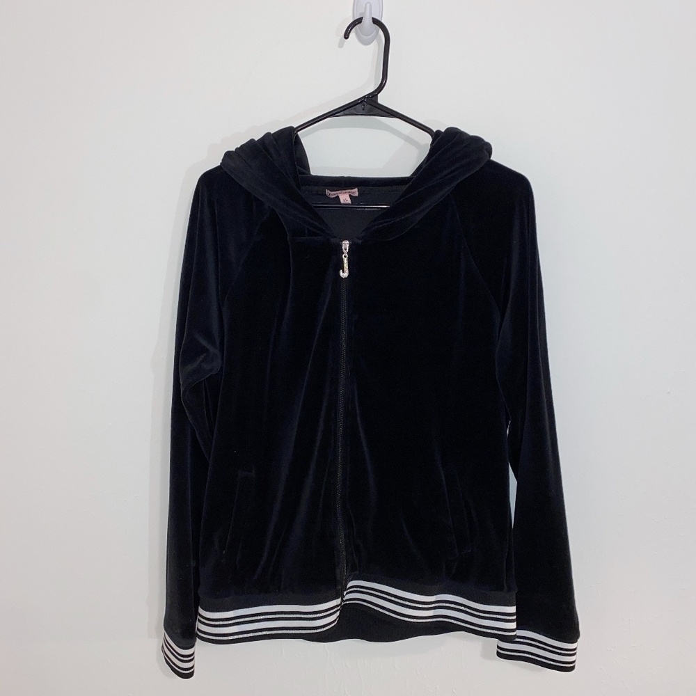 Black Velour Juicy Couture Track Jacket Size XL